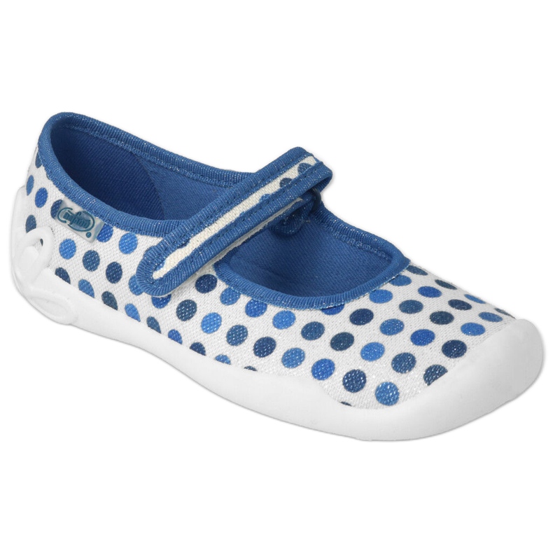 Befado children's slippers with velcro, polka dots 114Y495, blue and white 2