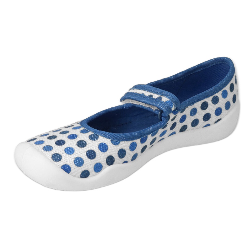 Befado children's slippers with velcro, polka dots 114Y495, blue and white 3