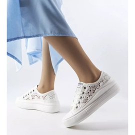 White openwork sneakers from Lee Cooper LCW-23-44-1617 2