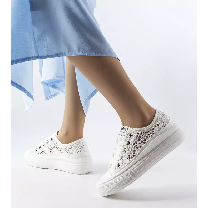 White openwork sneakers from Lee Cooper LCW-23-44-1617 2