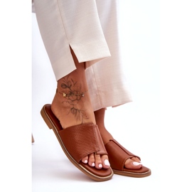 Women's Camel Harmony Leather Slippers brown 7