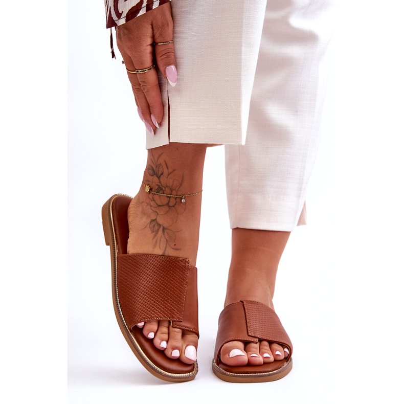 Women's Camel Harmony Leather Slippers brown 2