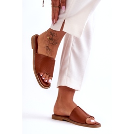 Women's Camel Harmony Leather Slippers brown 5