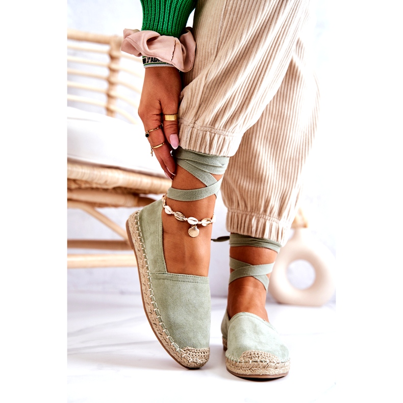 Green, tied suede espadrilles 2