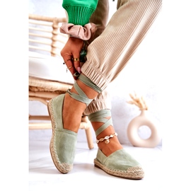 Green, tied suede espadrilles 3