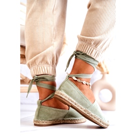Green, tied suede espadrilles 4
