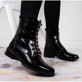 Women's insulated patent boots, black Jezzi ASA62-91 2