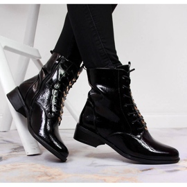Women's insulated patent boots, black Jezzi ASA62-91 1