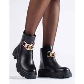 PA1 Black ankle boots with a chain 2