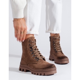 W. Potocki Beige suede women's workwear by Potocki brown 1