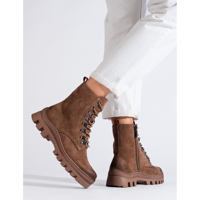 W. Potocki Beige suede women's workwear by Potocki brown 2