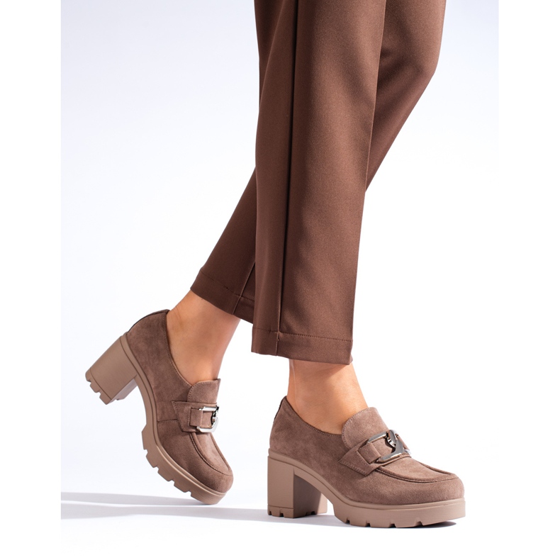 W. Potocki Dark beige suede high-heeled shoes from Potocki 1