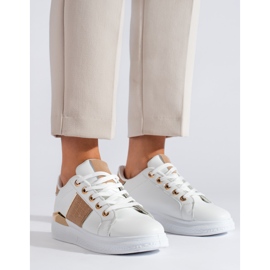 White and beige women's sports shoes Shelovet sneakers 1