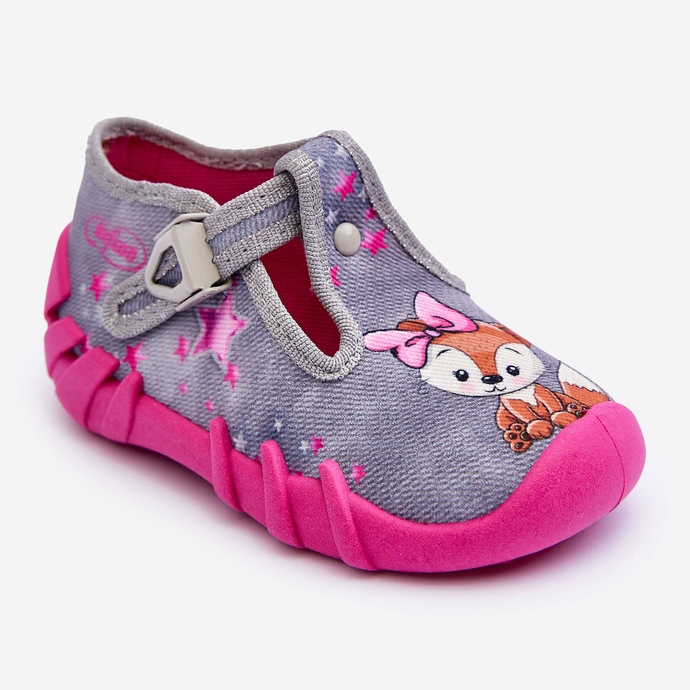 BEFADO S.A. Befado Squirrels Slippers Shoes 110P467 Gray and Pink 1