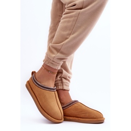 FB3 Women's Suede Slippers With Fur Brown Polinna 1