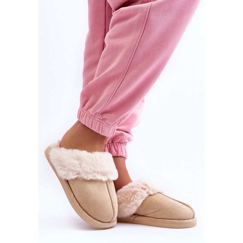 FB3 Women's Slippers With Fur Light Beige Pinky 2 FB3 Women's Slippers With Fur Light Beige Pinky 2