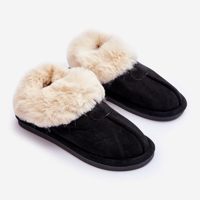 FB3 Women's Slippers With Fur, Black Lanoze 1