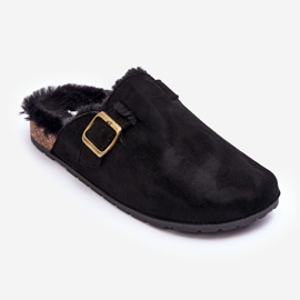 FB2 Women's Suede Flip-Flops With Fur Black Haidamia 1