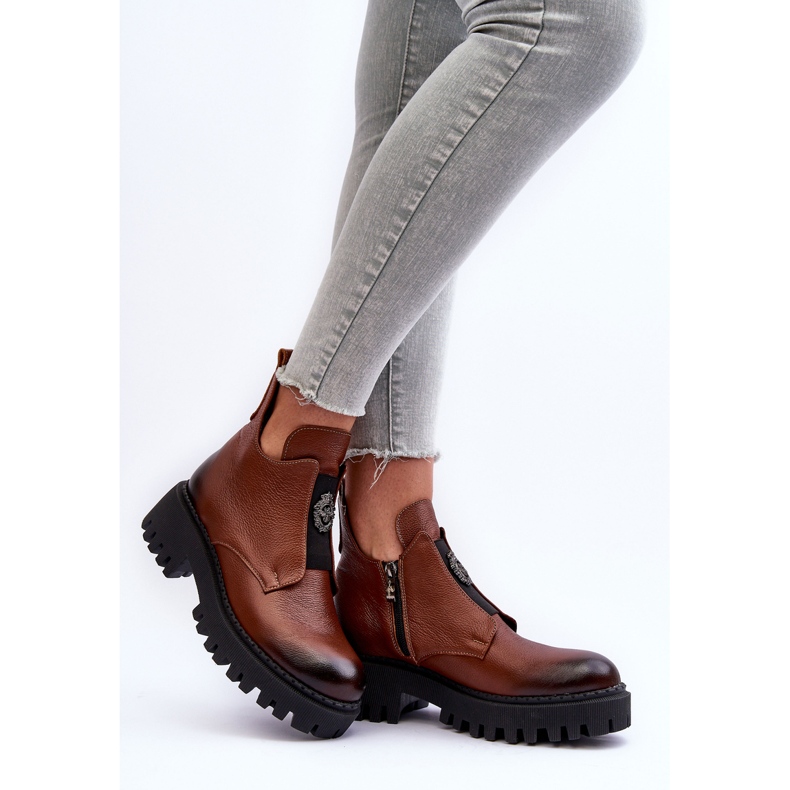 Lemar Women's Leather Ankle Boots With Decoration, Brown Lusanna 2 Lemar Women's Leather Ankle Boots With Decoration, Brown Lusanna 2