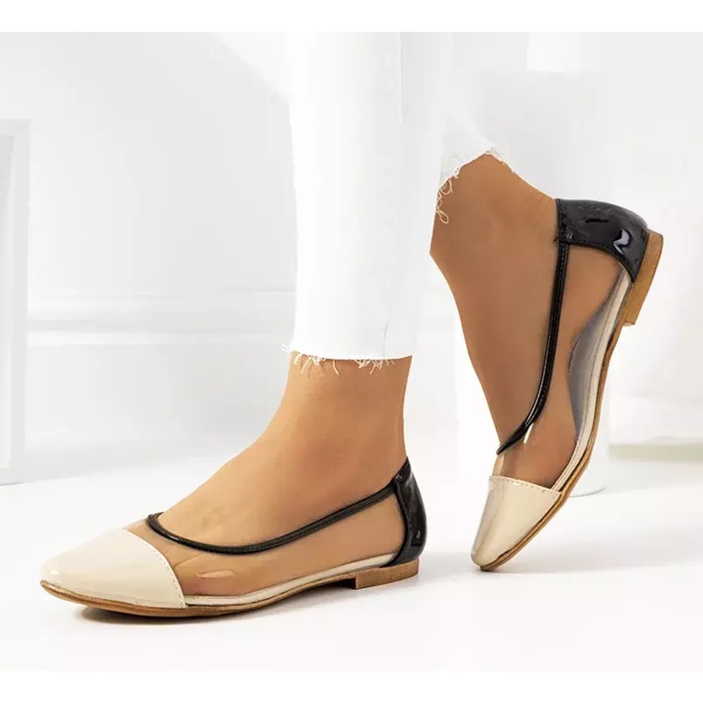 Beige transparent Pastella ballerinas colorless black 2