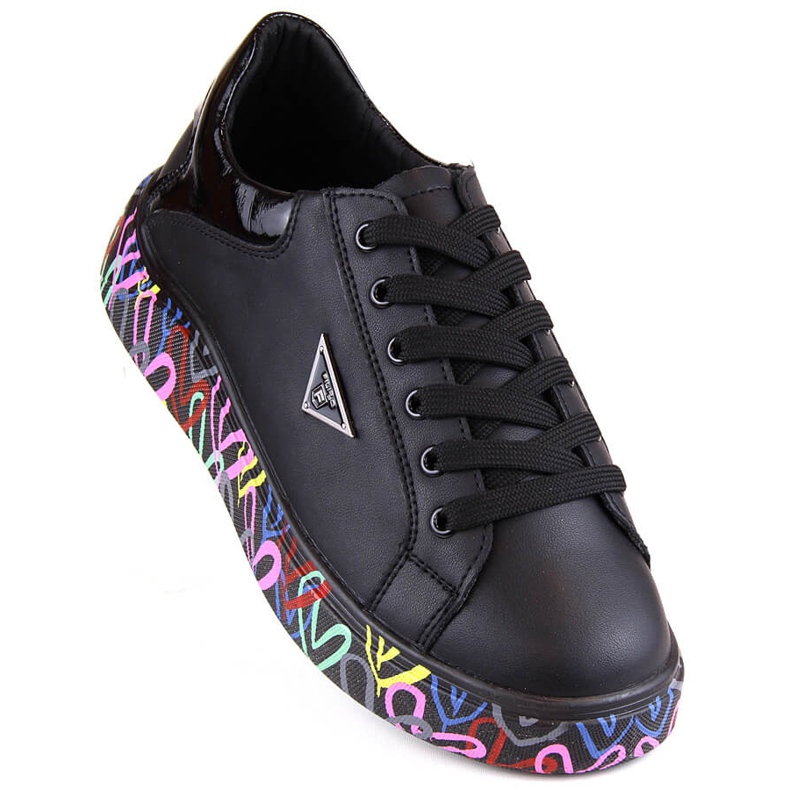 Black leather women's shoes on a colorful platform Filippo DP4480 1