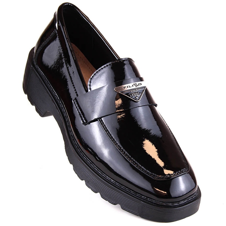 Black patent leather women's slip-on shoes Filippo DP4710 1
