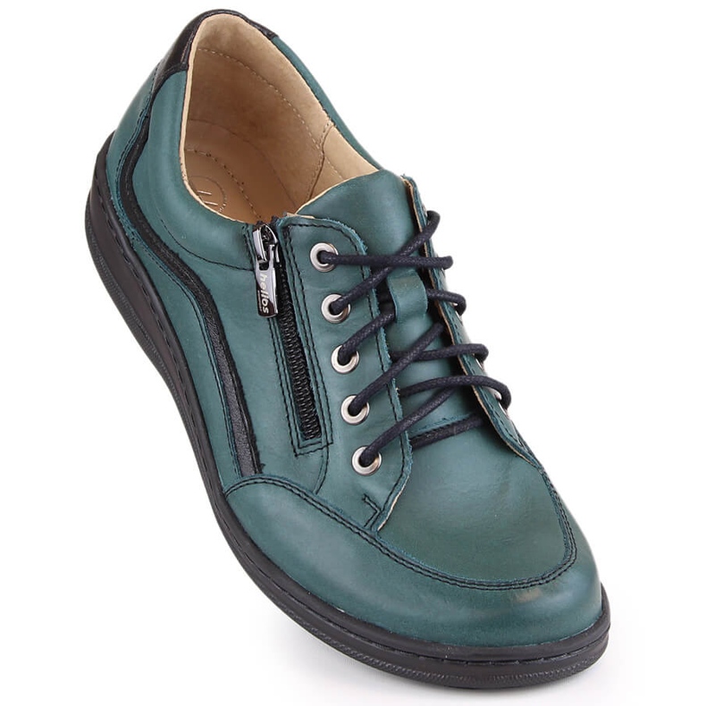 Comfortable women's leather shoes, green Helios 411 2