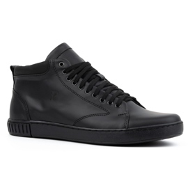 Polbut Men's leather sneakers 2108, black 1