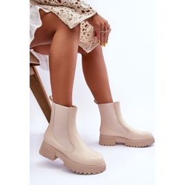 Classic Leather Chelsea Boots Beige Isminna 1