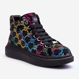 Sports Shoes on the Platform Rhinestones GOE MM2N4009 Black 1