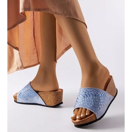 Inna Guymon blue rhinestone wedge sandals 2