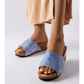 Inna Guymon blue rhinestone wedge sandals 1