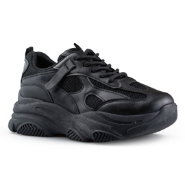 Black women's sneakers with a thick sole 2