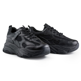 Black women's sneakers with a thick sole 1