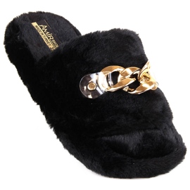Women's plush home slippers with a chain, black T.Sokolski KAP-158 2