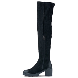 Suede women's over-the-knee high-heeled boots black 1