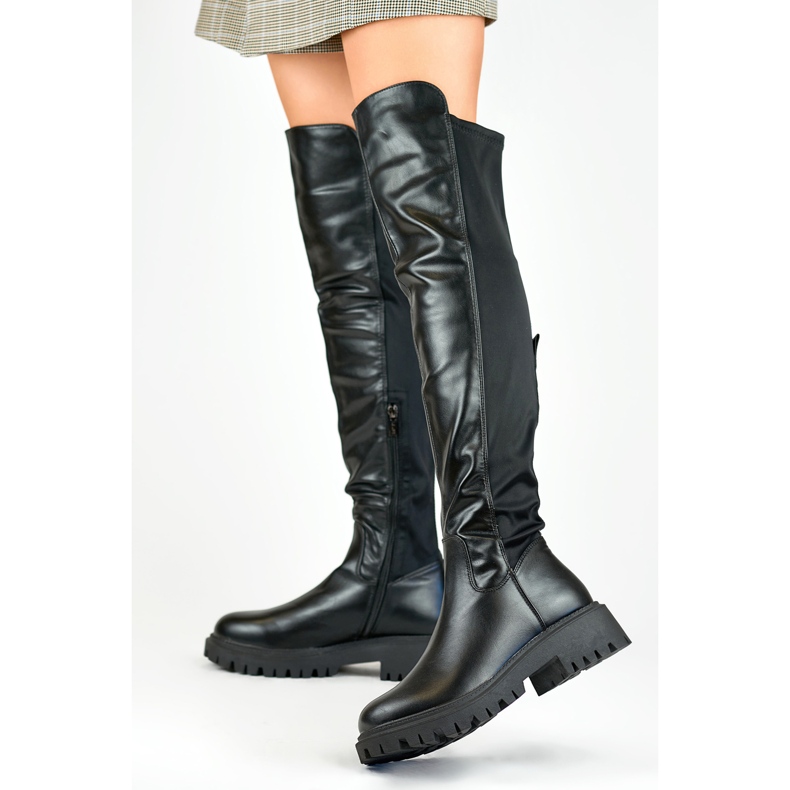 Viris black elastic women's boots 1