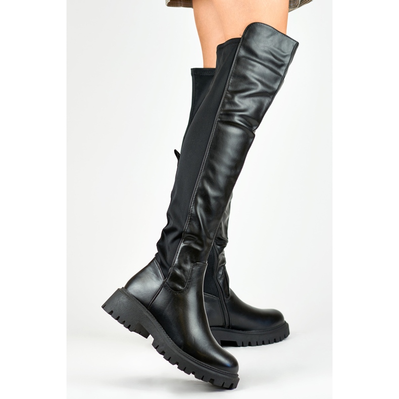 Viris black elastic women's boots 2