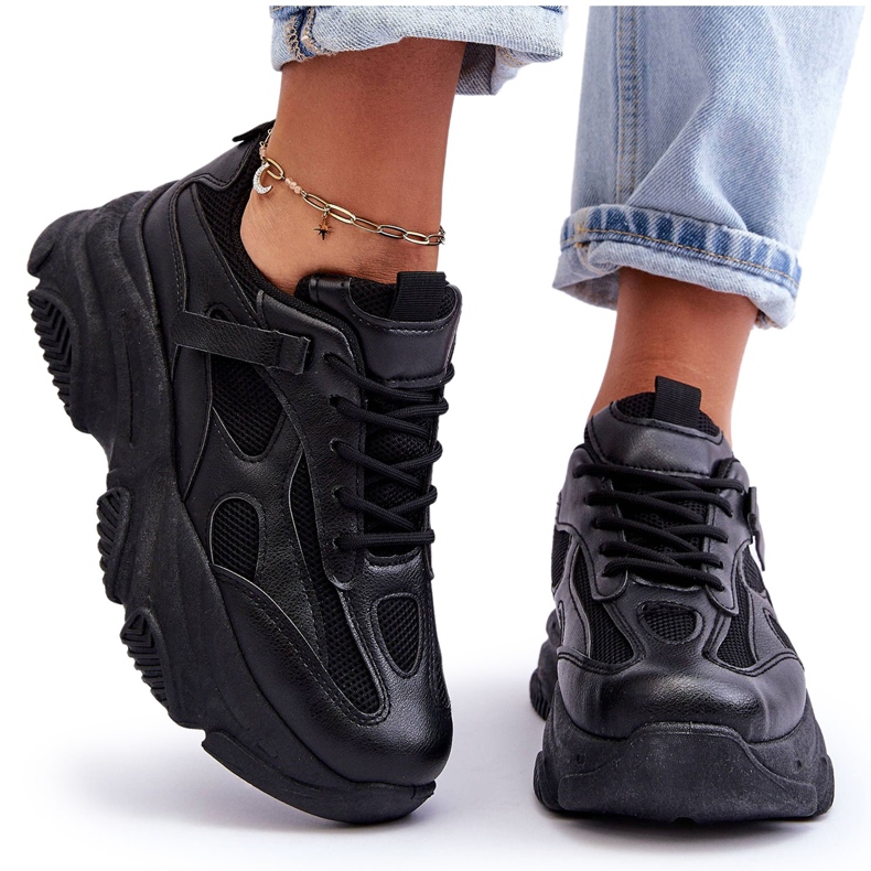 PA1 Women's Chunky Platform Sneakers Black Agnenia 5