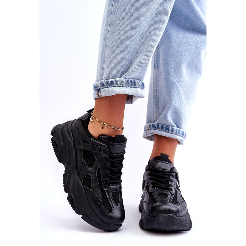 PA1 Women's Chunky Platform Sneakers Black Agnenia 1