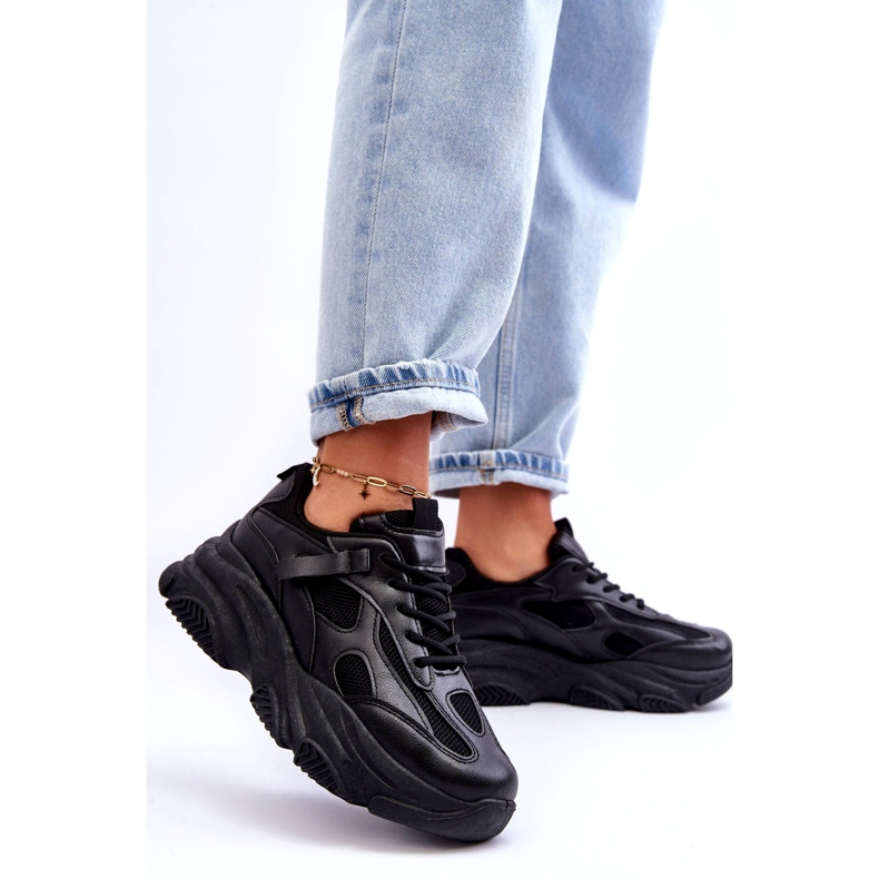 PA1 Women's Chunky Platform Sneakers Black Agnenia 2