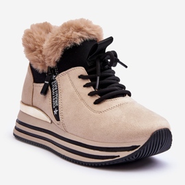 Beige Jamarie Platform Sports Shoes With Fur 1 Beige Jamarie Platform Sports Shoes With Fur 1