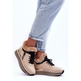 Beige Jamarie Platform Sports Shoes With Fur 2