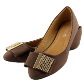 Ballerinas with cubic zirconias 619-170 Coffe brown 2