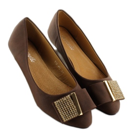 Ballerinas with cubic zirconias 619-170 Coffe brown 1