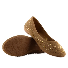 Ballerinas with cubic zirconia A909 khaki 1