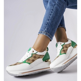Inna Rouxi white and green wedge sneakers 1