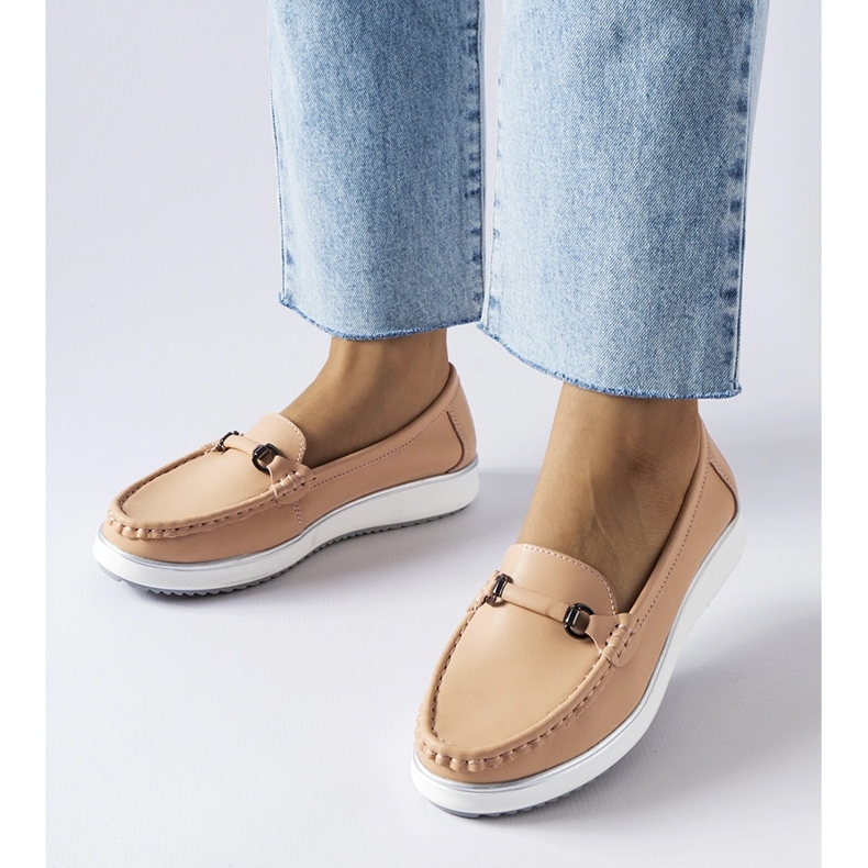 Pink moccasins with a leather insert from Vinceza 1