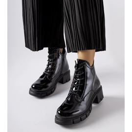 Black insulated patent ankle boots by Vinceza 1