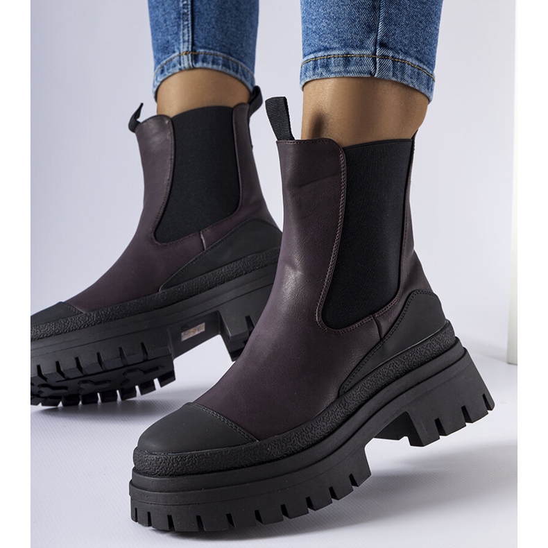 Black and purple massive slip-on ankle boots from Wexford 1